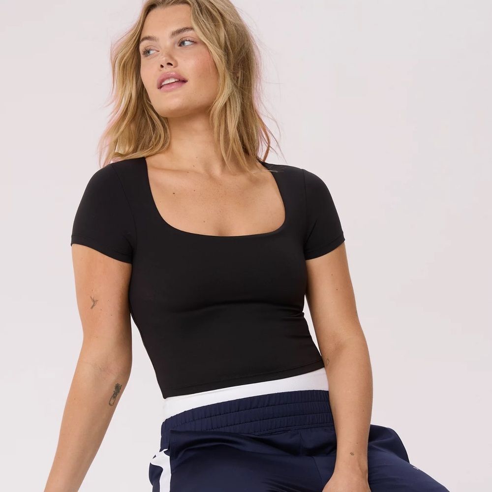 Offline by Aerie Pink Real Me Square Neck Tee Women’s Size M Crop Top - Picture 8 of 9